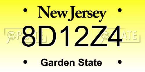 8D12Z4 New Jersey License Plate