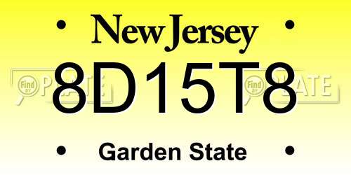 8D15T8 New Jersey License Plate