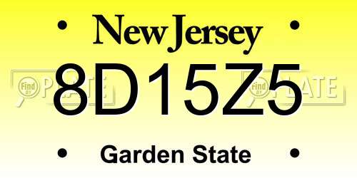 8D15Z5 New Jersey License Plate
