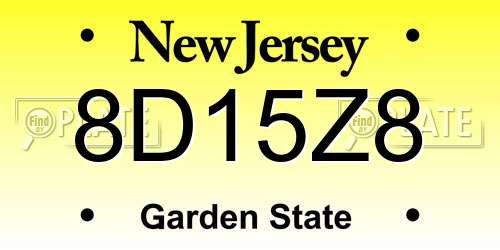 8D15Z8 New Jersey License Plate