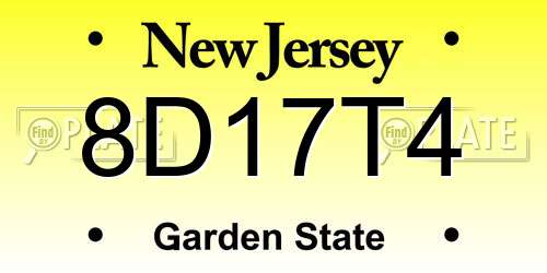 8D17T4 New Jersey License Plate