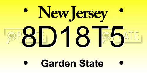 8D18T5 New Jersey License Plate