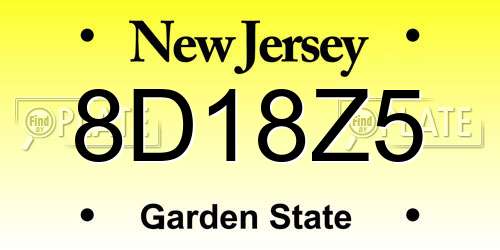 8D18Z5 New Jersey License Plate