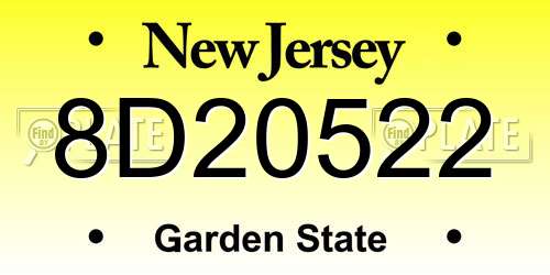 8D20522 New Jersey License Plate