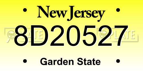 8D20527 New Jersey License Plate