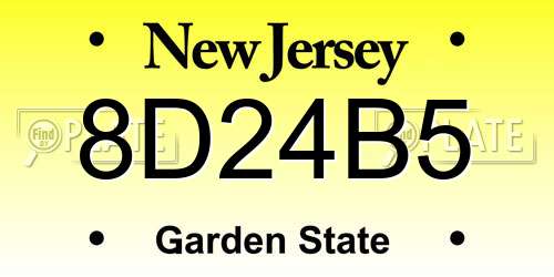 8D24B5 New Jersey License Plate