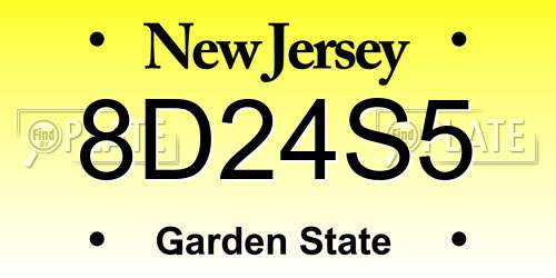 8D24S5 New Jersey License Plate