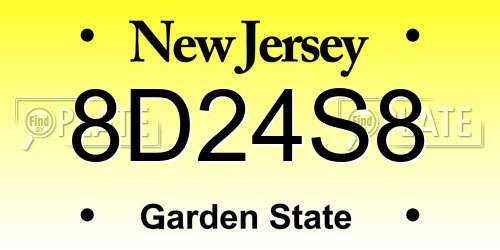 8D24S8 New Jersey License Plate
