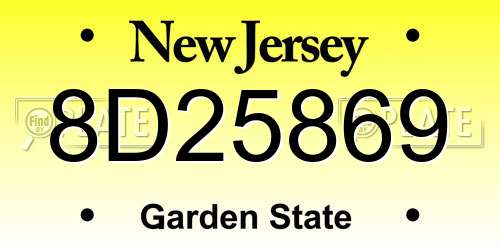 8D25869 New Jersey License Plate