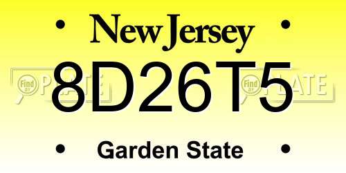 8D26T5 New Jersey License Plate