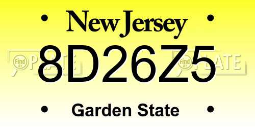 8D26Z5 New Jersey License Plate