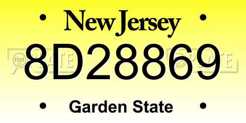 8D28869 New Jersey License Plate
