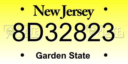 8D32823 New Jersey License Plate