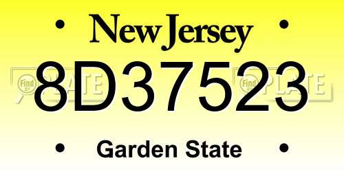 8D37523 New Jersey License Plate