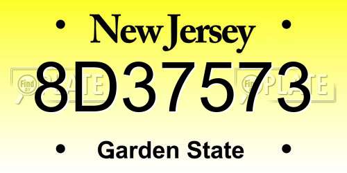 8D37573 New Jersey License Plate