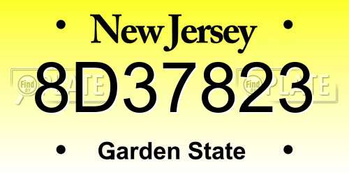 8D37823 New Jersey License Plate
