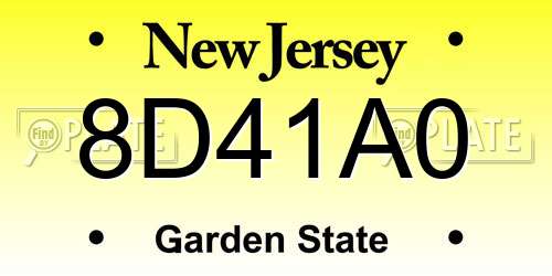 8D41A0 New Jersey License Plate