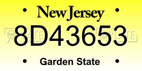 8D43653 New Jersey License Plate