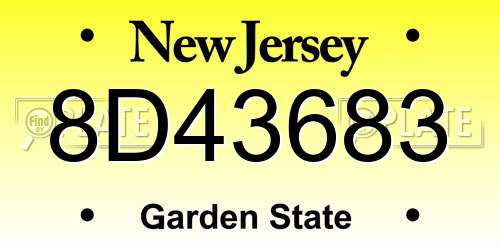 8D43683 New Jersey License Plate