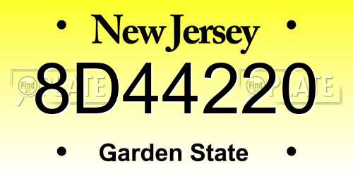 8D44220 New Jersey License Plate
