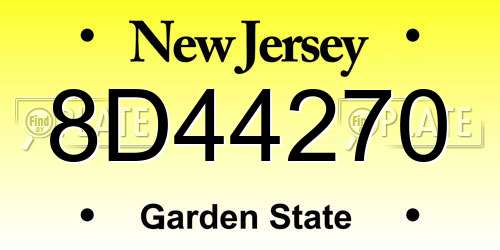 8D44270 New Jersey License Plate