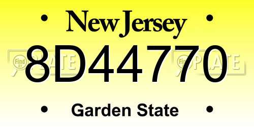 8D44770 New Jersey License Plate