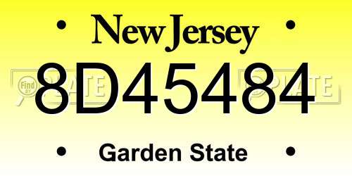 8D45484 New Jersey License Plate