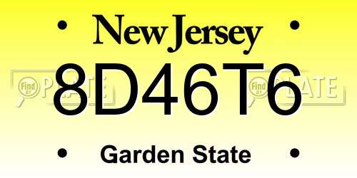 8D46T6 New Jersey License Plate