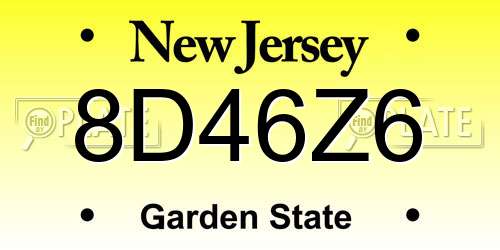 8D46Z6 New Jersey License Plate