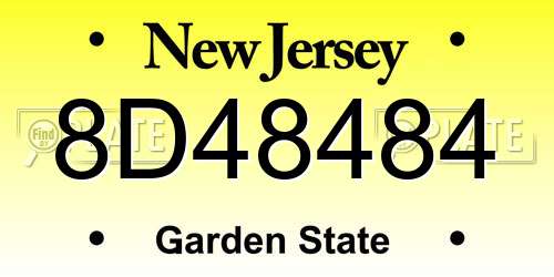 8D48484 New Jersey License Plate