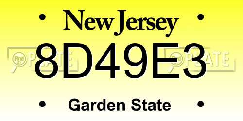 8D49E3 New Jersey License Plate