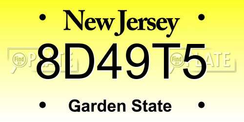 8D49T5 New Jersey License Plate