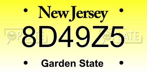 8D49Z5 New Jersey License Plate