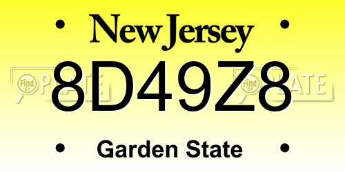 8D49Z8 New Jersey License Plate