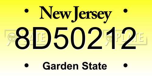 8D50212 New Jersey License Plate