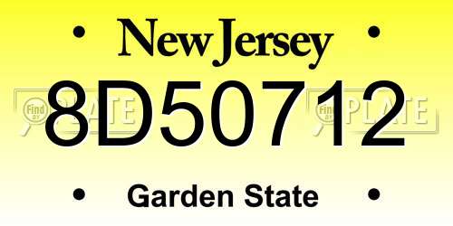 8D50712 New Jersey License Plate