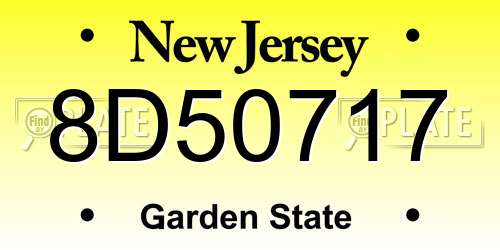 8D50717 New Jersey License Plate