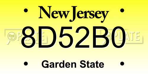 8D52B0 New Jersey License Plate