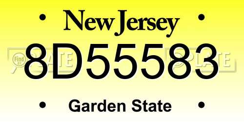 8D55583 New Jersey License Plate