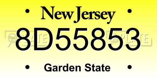 8D55853 New Jersey License Plate
