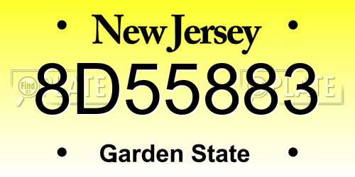 8D55883 New Jersey License Plate