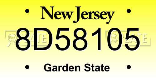 8D58105 New Jersey License Plate