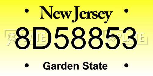 8D58853 New Jersey License Plate