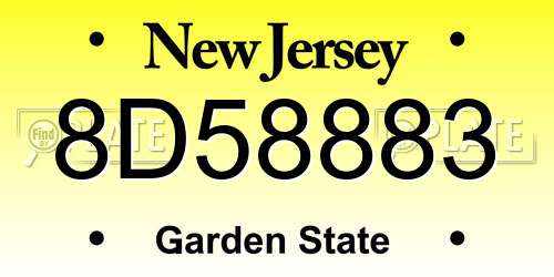 8D58883 New Jersey License Plate