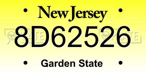 8D62526 New Jersey License Plate