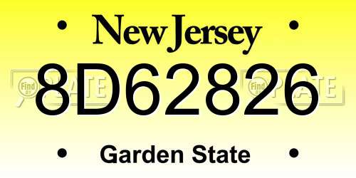 8D62826 New Jersey License Plate