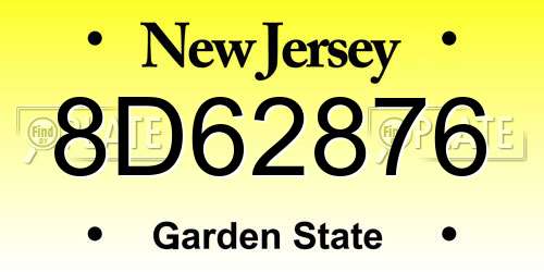 8D62876 New Jersey License Plate