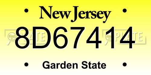 8D67414 New Jersey License Plate