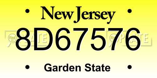 8D67576 New Jersey License Plate