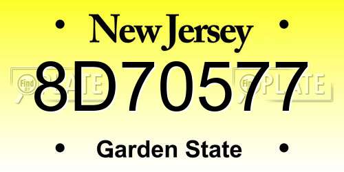 8D70577 New Jersey License Plate